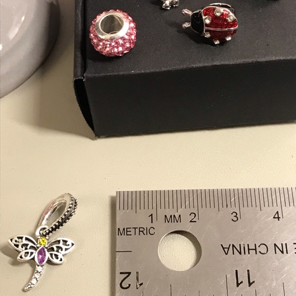 ‼️😍JUST RESTOCKED 🐞Rhinestone/Silver Charms-Dragonfly,Ladybug* Pandora STYLE* - Picture 9 of 13